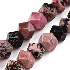 Natural Rhodonite Star Cut Round Beads Strands&nbsp;G-T138-32