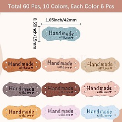 60Pcs 10 Colors Imitation Leather Label Tags&nbsp;DIY-CL0002-12