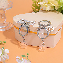 2Pcs 304 Stainless Steel & Alloy Keychains&nbsp;KEYC-DR00022