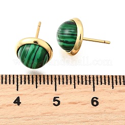 Brass Half Round Stud Earrings&nbsp;EJEW-Z124-02G