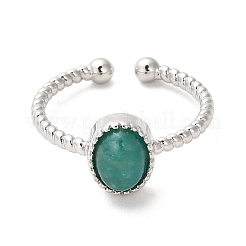 Natural Amazonite Open Cuff Ring&nbsp;RJEW-M166-04P-D