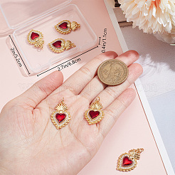 6Pcs Brass Micro Pave Clear Grade AAA Cubic Zirconia Pendants&nbsp;KK-BBC0015-32B