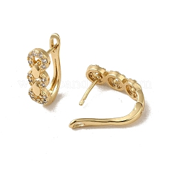 Brass Micro Pave Cubic Zirconia Hoop Earring&nbsp;EJEW-L271-10KCG-02