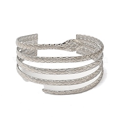 Non-Tarnish 304 Stainless Steel Open Cuff Bangles&nbsp;AJEW-Z009-06F-P