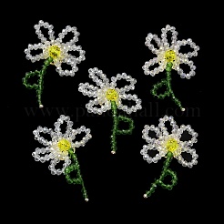 Handmade Glass Beaded Woven Cabochons&nbsp;GLAA-C028-01F