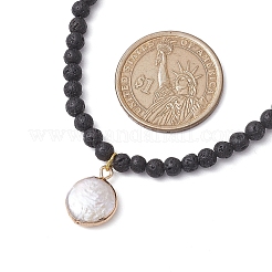 4mm Natural Lava Rock Round Beaded Necklaces&nbsp;NJEW-JN05007
