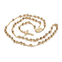 Men's Rosary Bead Necklace with Crucifix Cross&nbsp;NJEW-I011-6mm-08