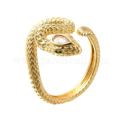 Brass Micro Pave Cubic Zirconia Cuff Rings for Women&nbsp;RJEW-D301-31G