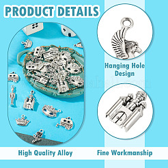 60Pcs 10 Styles Tibetan Style Alloy Pendants&nbsp;TIBE-TA0001-37