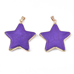 Electroplate Synthetic Turquoise Pendants&nbsp;G-S344-65B
