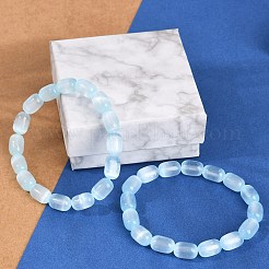 Dyed Natural Selenite Column Beaded Stretch Bracelets for Women&nbsp;BJEW-I312-05B
