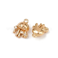 Brass Micro Pave Cubic Zirconia Pendants&nbsp;KK-K407-17G