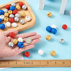 50Pcs 5 Styles Painted Natural Wood Beehive European Beads&nbsp;WOOD-FW0001-01