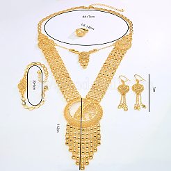 Luxury Alloy Hollow Round & Leaf Bracelets & Earrings & Necklaces & Rings Sets for Women&nbsp;EN7968