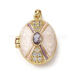 Brass Micro Pave Cubic Zirconia Locket Pendants&nbsp;KK-F912-02G