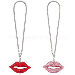 2Pcs 2 Colors Rhinestone Lip Pendant Decorations&nbsp;HJEW-CY0001-02