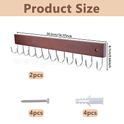 2Pcs Wood & Steel Wall Mounted Coat Hook Hangers&nbsp;AJEW-WH0696-504