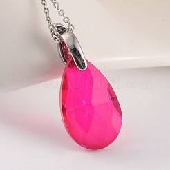 Faceted Teardrop Brass Glass Pendants&nbsp;PALLOY-JF00143