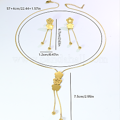 Stainless Steel Flower Earrings & Lariat Necklaces Sets for Women&nbsp;GQ8201