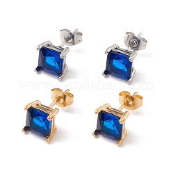 6 Pairs Tiny Cubic Zirconia Square Stud Earrings&nbsp;EJEW-G291-01B-M