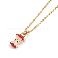 2Pcs 2 Styles Teachers' Day Alloy Enamel Red Apple Pendant 304 Stainless Steel Cable Chain Necklaces for Women&nbsp;NJEW-JN05422