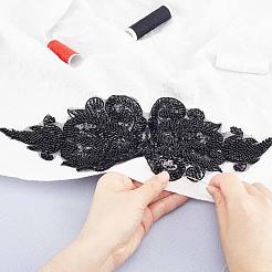 Flower Pattern Glass Bead Beading Appliques&nbsp;DIY-WH0297-44B