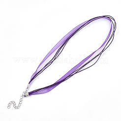 Waxed Cord and Organza Ribbon Necklace Making&nbsp;NCOR-T002-193