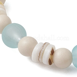 Bohemia Style Natural Fossil & Freshwater Shell & Glass Beads Stretch Bracelets for Women&nbsp;BJEW-JB11863