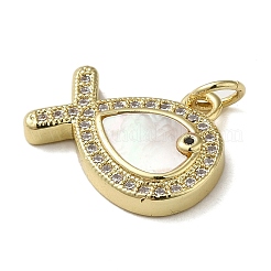 Brass Micro Pave Cubic Zirconia Pendants&nbsp;KK-Q808-42G