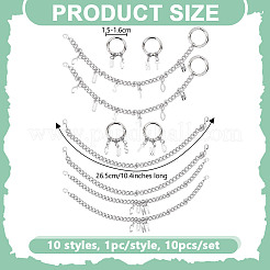 10Pcs 10 Styles 201 Stainless Steel Cuban Link Shoes Chain&nbsp;HJEW-GO00119
