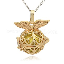 Golden Tone Brass Hollow Round Cage Pendants&nbsp;KK-J237-01G
