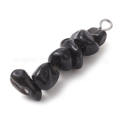 Gradient Color Natural Smoky Quartz & Natural Obsidian & Natural Labradorite Chip Beaded Pendants&nbsp;PALLOY-JF02791-07