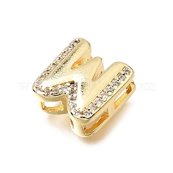 Brass Micro Pave Clear Cubic Zirconia Initial Spacer Bars&nbsp;KK-E802-34G-W