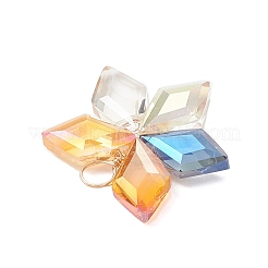 9Pcs 3 Colors Electroplate Rhombus Glass Pendants&nbsp;PALLOY-JF04507