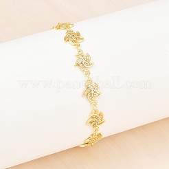 Windmill Brass Micro Pave Clear Cubic Zirconia Link Chain Bracelets for Women&nbsp;BJEW-A090-04G