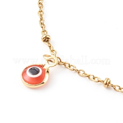 Evil Eye Lampwork Charm Anklets&nbsp;AJEW-AN00421-01