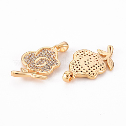 Brass Micro Pave Clear Cubic Zirconia Pendants&nbsp;KK-T062-94G-NF