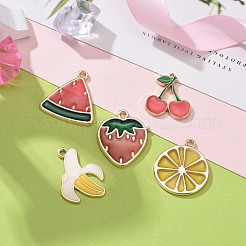 15Pcs 5 Style Light Gold Plated Fruit Theme Alloy Enamel Pendants&nbsp;ENAM-ZZ0001-06