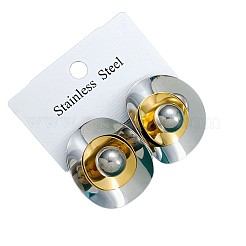 Two Tone 304 Stainless Steel Stud Earrings for Women&nbsp;WG155B5-01