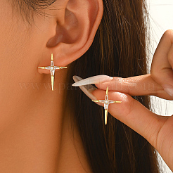 Brass Pave Cubic Zirconia Stud Earrings for Women&nbsp;HD7122