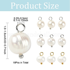 18Pcs 3 Colors Natural Cultured Freshwater Pearl Pendants&nbsp;PALLOY-YW00036