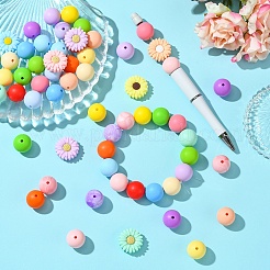 Round/Daisy Silicone Focal Beads&nbsp;SIL-YW0001-49