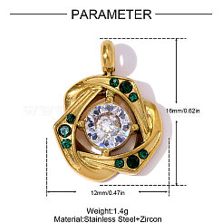 304 Stainless Steel Micro Pave Cubic Zirconia Pendants&nbsp;STAS-OY008-74G