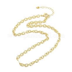 Brass Textured Cable Chain Necklaces&nbsp;NJEW-A042-12G-01