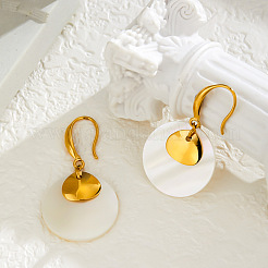 304 Stainless Steel & Natural Shell Dangle Earrings for Women&nbsp;WGF73F6-01