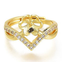 Adjustable Brass Finger Cup Peg Ring Settings&nbsp;ZIRC-I049-03G