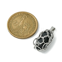 Natural Mixed Stone Stainless Steel Ring Wrapped Pointed Pendants&nbsp;PALLOY-JF02496-01
