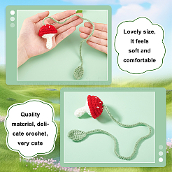 Handmade DIY Wool Crochet Mushroom and Leaf Pendant Decorations&nbsp;AJEW-WH0314-465