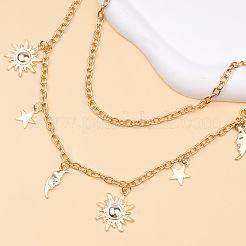 Alloy Moon Sun Star Double Layer Tassel Waist Chains&nbsp;WG6E939-01