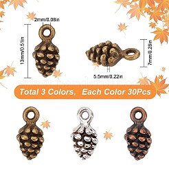 90Pcs 3 Colors Tibetan Style Alloy Pendants&nbsp;FIND-SC0004-52